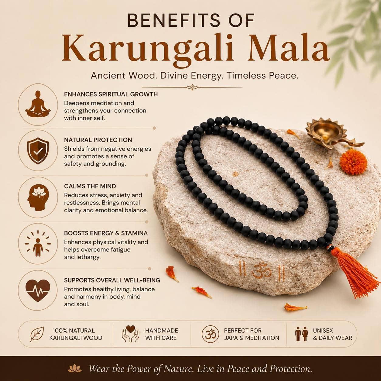 Karungali Malai | Original Ebony Wood Mala | Black Karungal Malai for Protection - Image 6