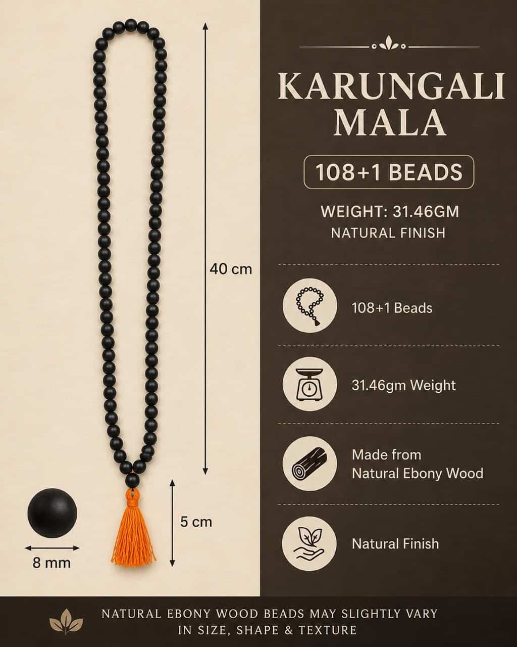 Karungali Malai | Original Ebony Wood Mala | Black Karungal Malai for Protection - Image 7